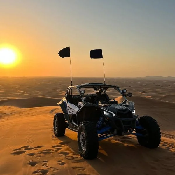 Black Can-Am X3 Turbo 195HP dune buggy on Lahbab Desert dunes, Dubai – most booked buggy