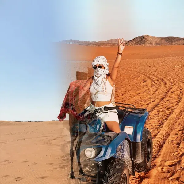 Camel ride and quad bike combo experience in Lahbab red dunes Dubai